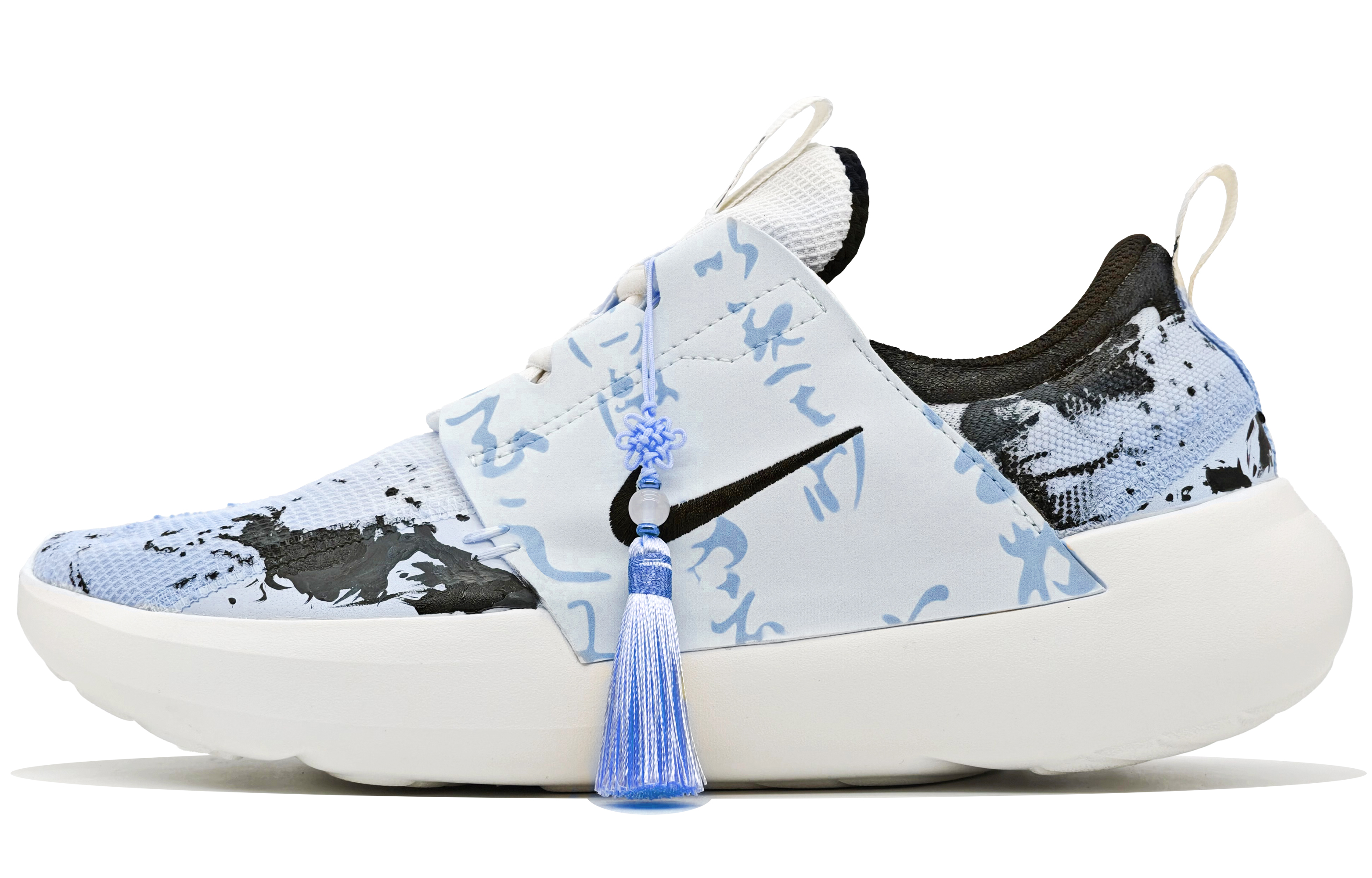 Custom Nike E-Series AD Summit Art Blue Ink Calligraphy Low Casual Shoes - DV2436-100 (Team400 Light Ink Men's Azure Flow Style Sneakers)