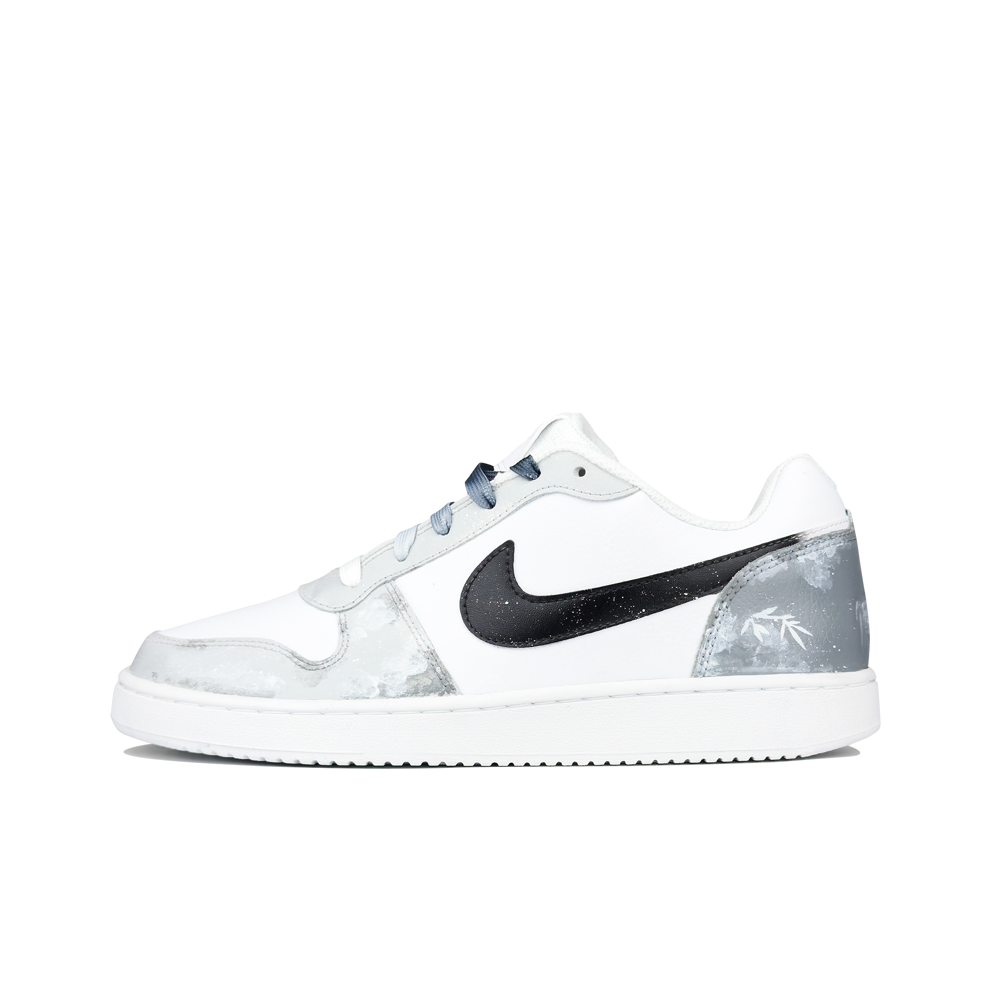 Custom Nike Ebernon Low Chinese Ink Gradient Style White/Grey Sneakers AQ1775-100 (Team95 - Don't Ask About the Return Date)