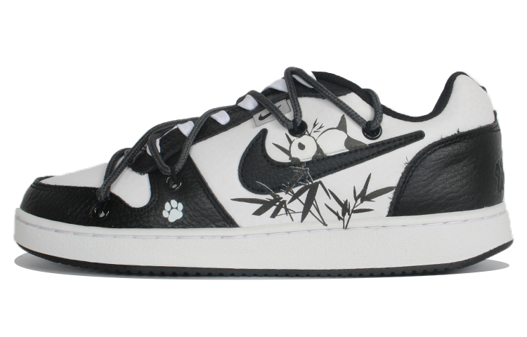 Custom Nike Ebernon Low Panda Bamboo Forest Sneakers Black White Panda AQ1774-102 (Team10 - Bamboo Grove Panda)