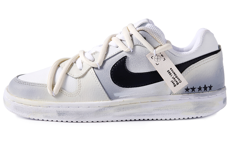 Custom Nike Ebernon Low White Blue Graffiti Casual Sneakers for Men AQ1775-100 (Team77 - Sandstorm)