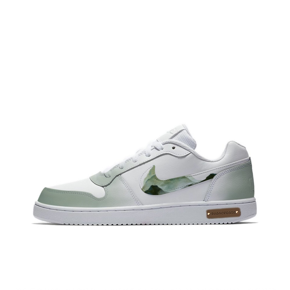 Custom Nike Ebernon Low White Green Retro Casual Low-Top Sneakers. AQ1775-100 (Team48 - Perfect Harmony)