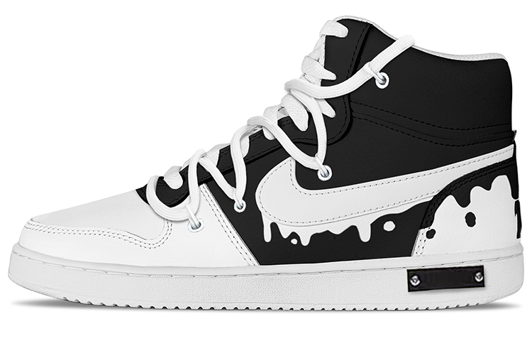 Custom Nike Ebernon Mid Black White Retro Streetwear Fluid Vibe Sneakers AQ1773-100 (TeamY Men's Retro Milk Black, Chocolate Black, and White Sneakers)