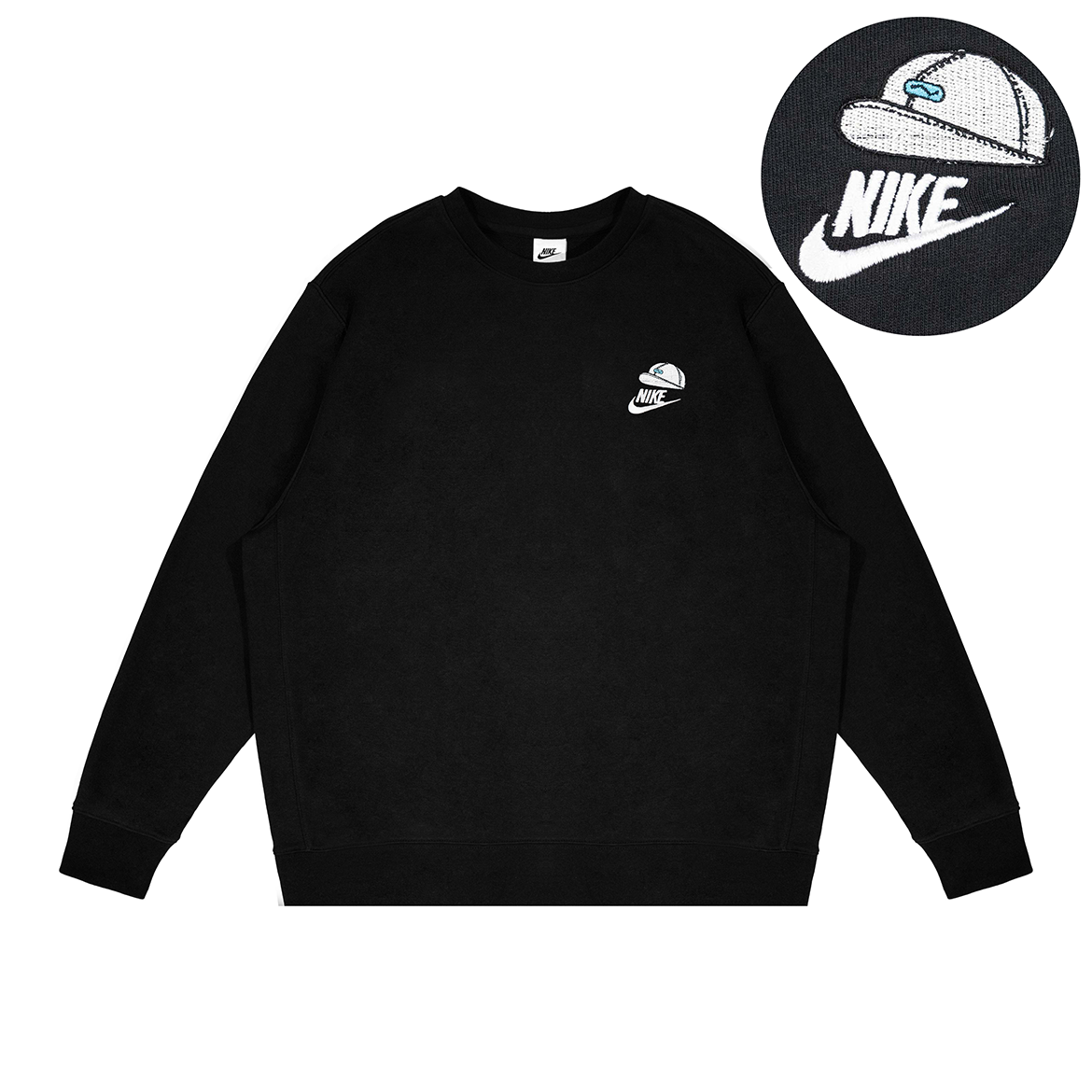 Custom Nike Embroidered Logo Baseball Cap & Casual Unisex Sweatshirt - Black. BV2667-010(TEAM316-BASEBALLCAP)