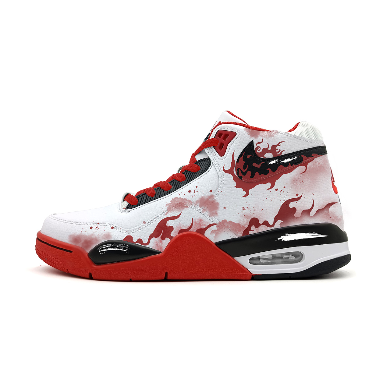 Custom Nike Flight Legacy Ink Wash Retro Basketball Shoes Red/White/Black BQ4212-100 (Team927 - Legacy of the Torch)