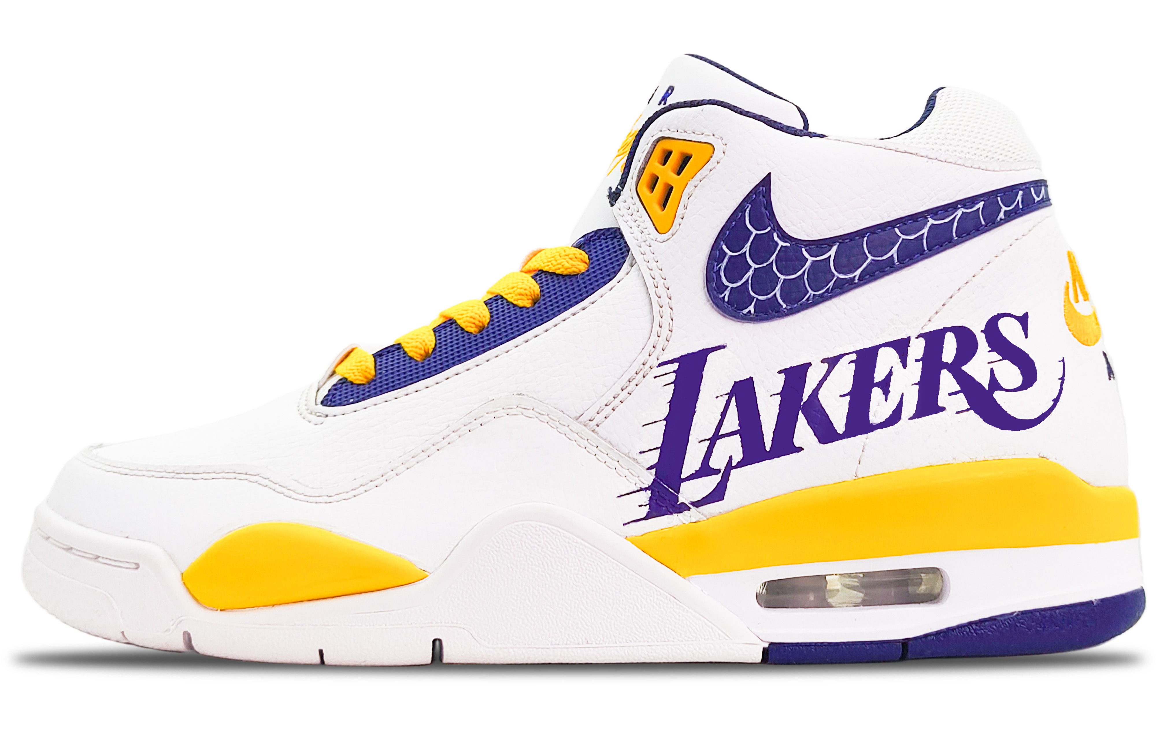 Custom Nike Flight Legacy Mamba Spirit Snake Kobe Lakers Retro Basketball Shoes White/Blue/Yellow BQ4212-102 (Team188 - Mamba Mentality)
