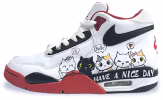 Custom Nike Flight Legacy Retro Basketball Shoes Red White Cushioning Grip BQ4212-100 (Team371 - Meow Language Time) Custom Nike Flight Legacy Retro Basketball Shoes Red White Cushioning Grip BQ4212-100 (Team371 - Meow Language Time)