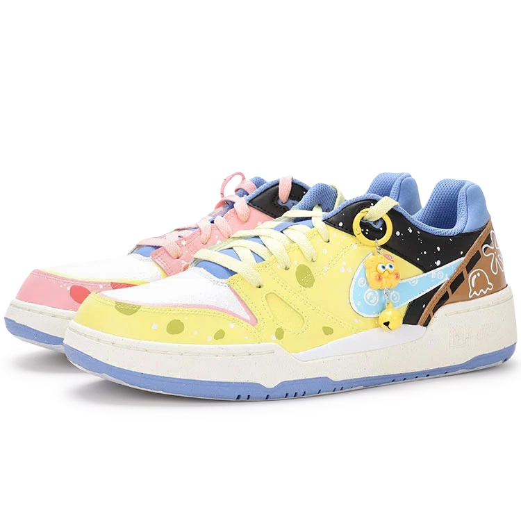 Custom Nike Full Force Low VAM Shark SpongeBob Patrick Cartoon Yellow Sneakers. FB1362-100 (Team130-VAM SpongeBob)