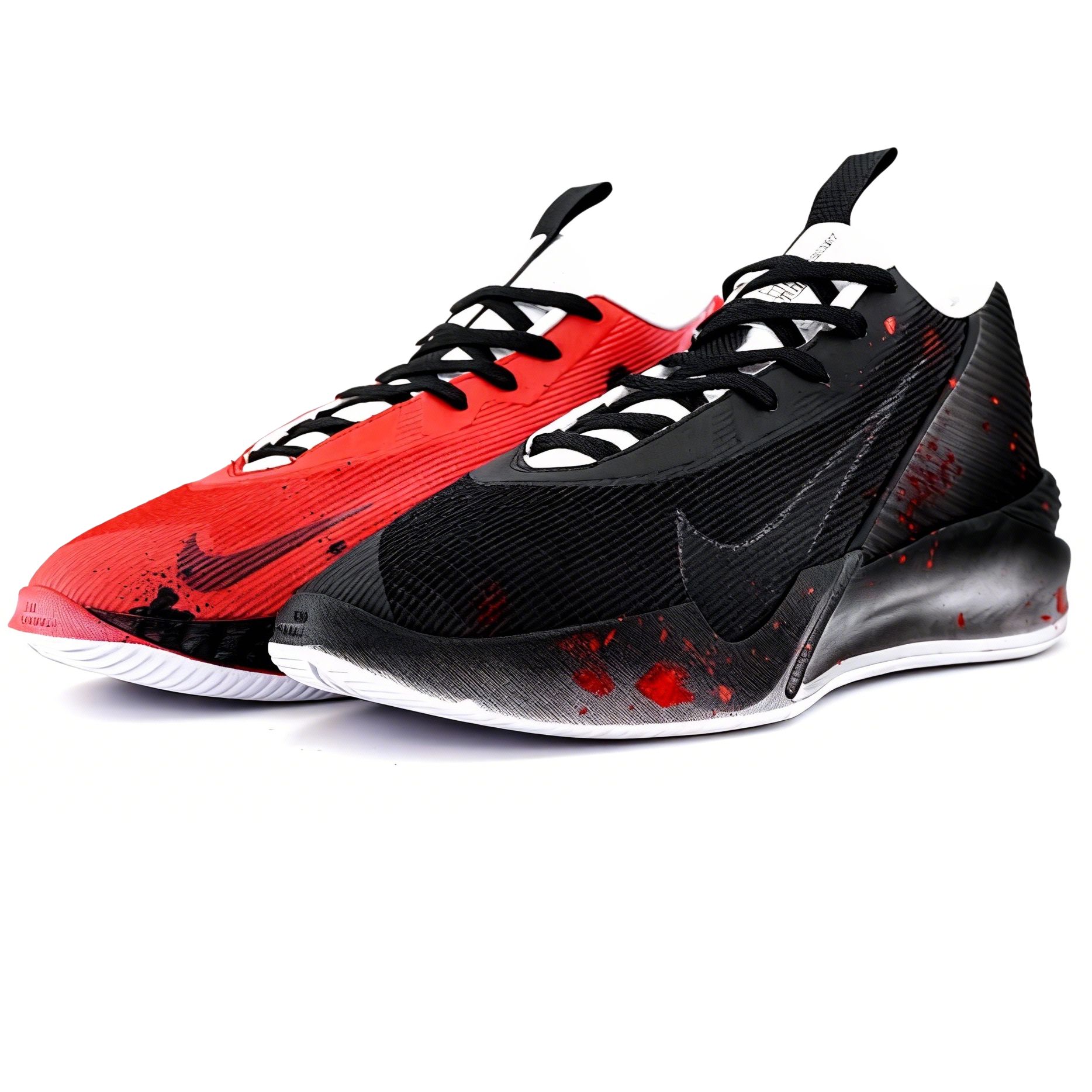 Custom Nike GT Jump Academy Black Red Gradient High-Top Basketball Shoes Men. HF1804-100 (Team545-Dark Flame)