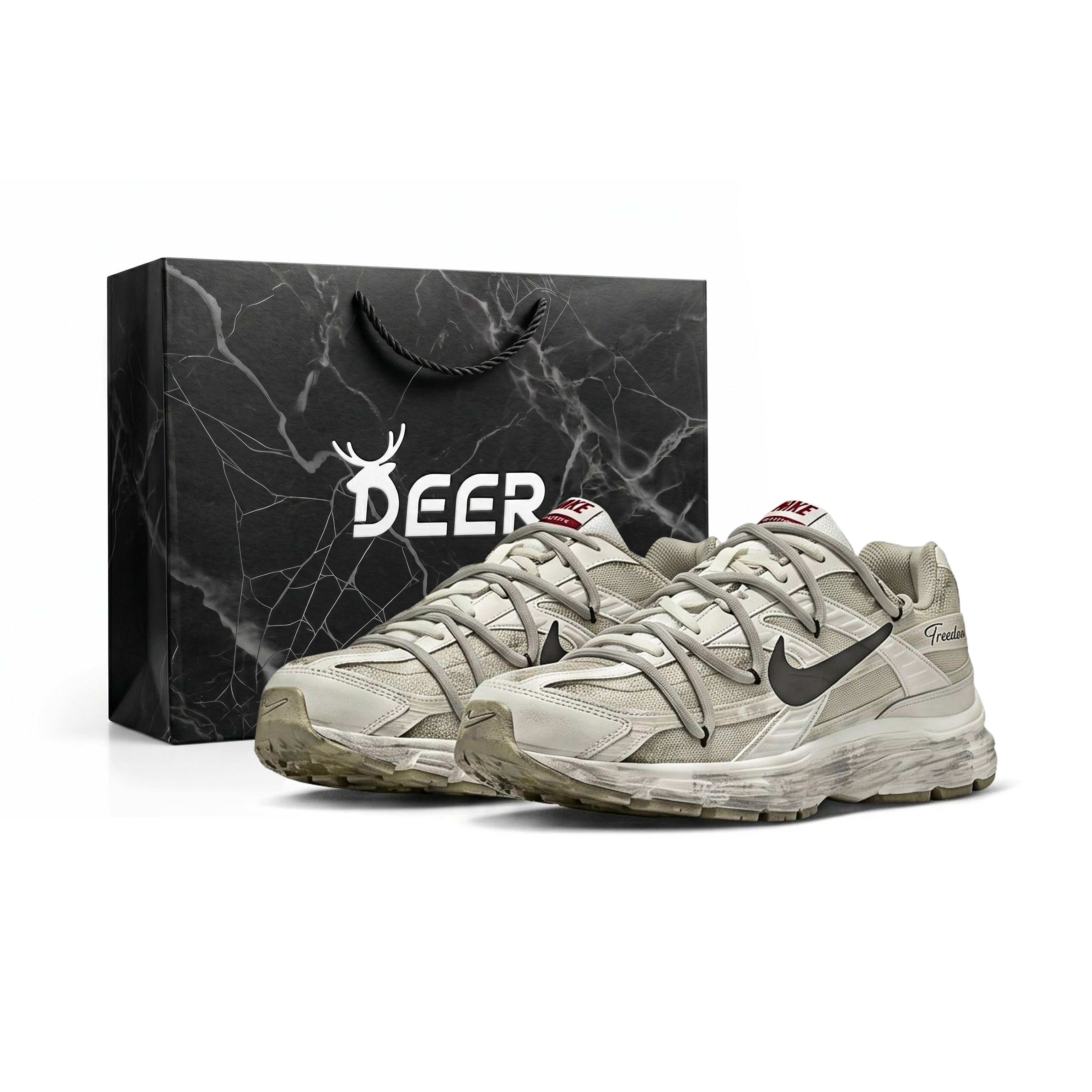 Custom Nike Initiator Jungle Heart Gray Green Retro Casual Marathon Shoes IB4595-001 (Team84 - Heart of the Jungle)