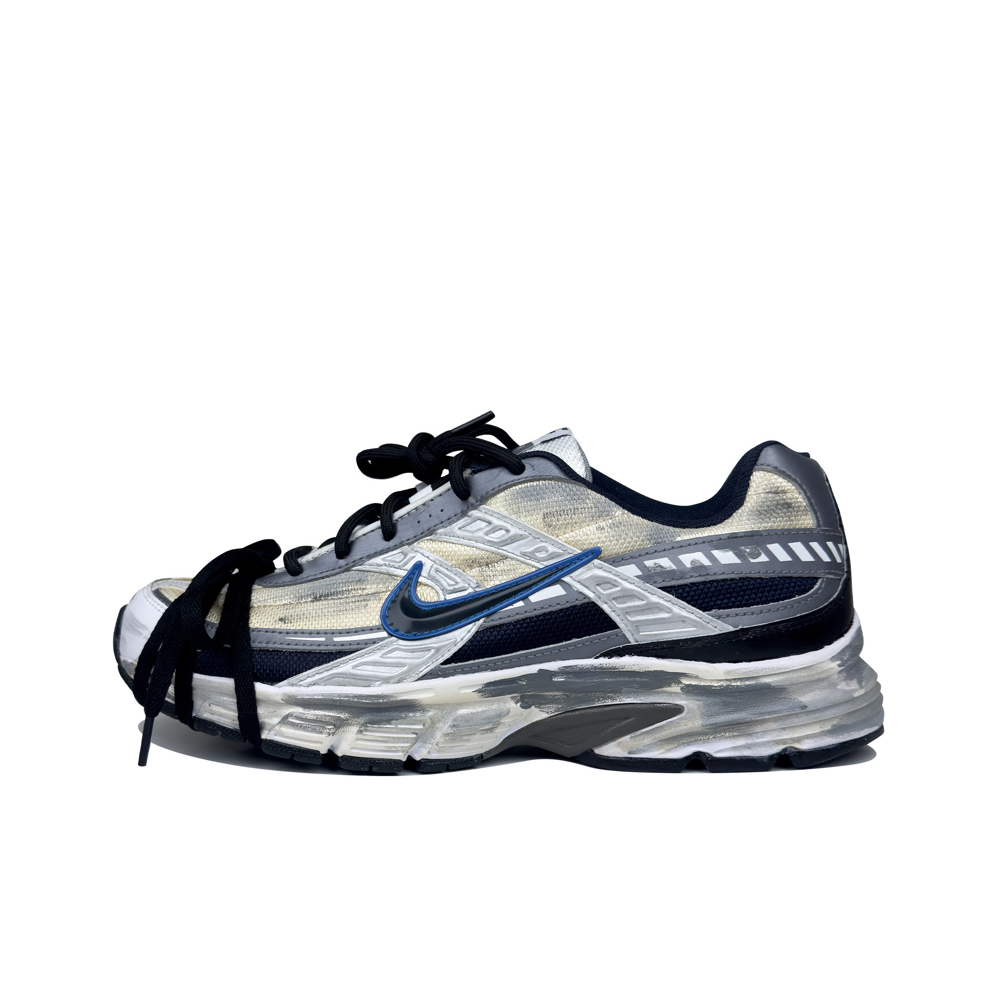 Custom Nike Initiator Low-Top Running Shoes Black/Grey/Yellow Vintage Aesthetic. 394055-101 (Team95 - Earthy Scent)