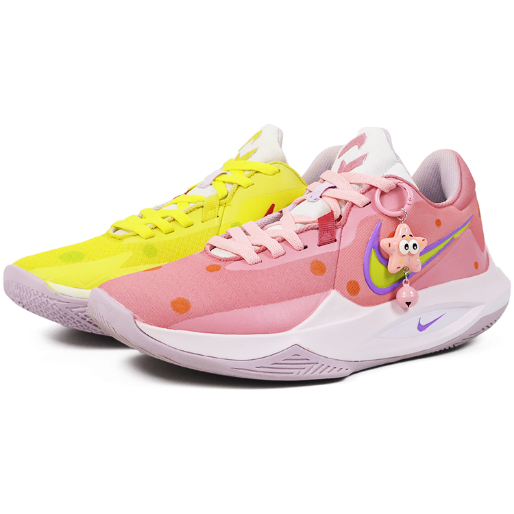 Custom Nike Precision 6 Heartbeat Polka Dot Mismatched Low-Top Basketball Shoes Pink/Yellow. Nike DD9535-100 Team91 Precision 6 Pink Yellow "Mandarin Duck" Sneakers.