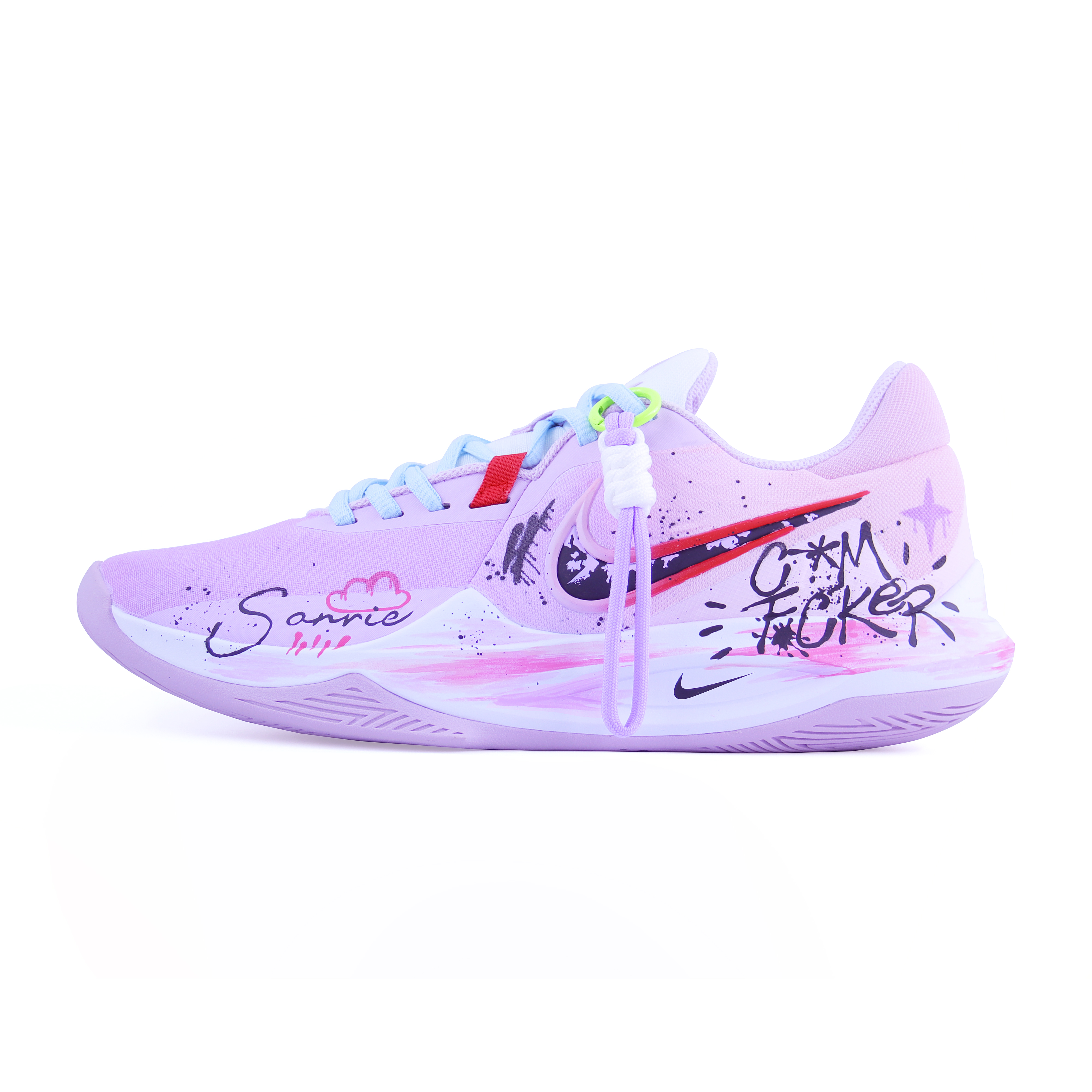 Custom Nike Precision 6 Lilac Pink Graffiti Gradient Low-Top Basketball Shoes Men. DD9535-100 (Team620 - Murasaki Sweet Potato Powder)