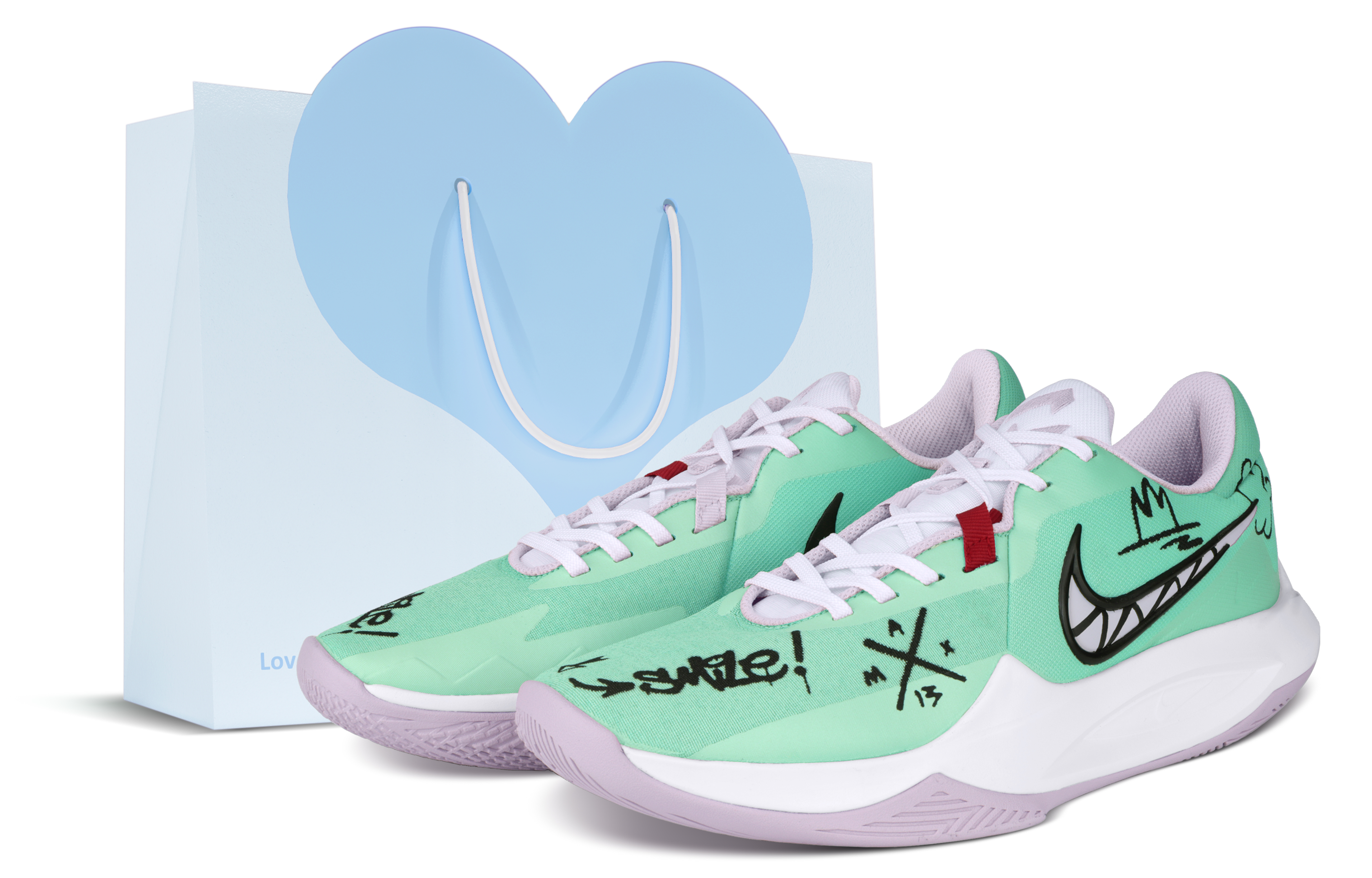 Custom Nike Precision 6 Surf Diary Low-Top Basketball Shoes Green Black DD9535-100 (Team238 - Surf Diary SBOX)