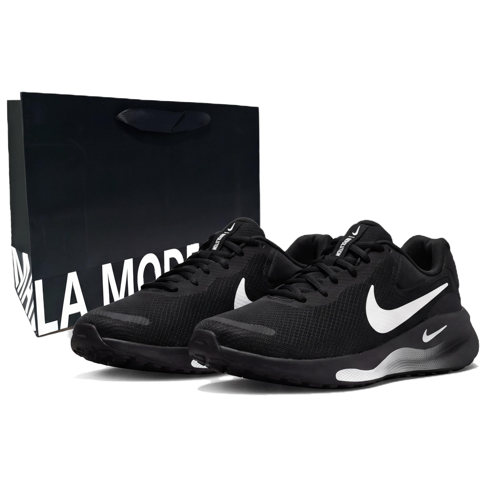 Custom Nike Revolution 7 Black White Gradient Cushlon Foam Running Shoes FB2207-001 (Team2500 Eternal Night Blank S-BOX)