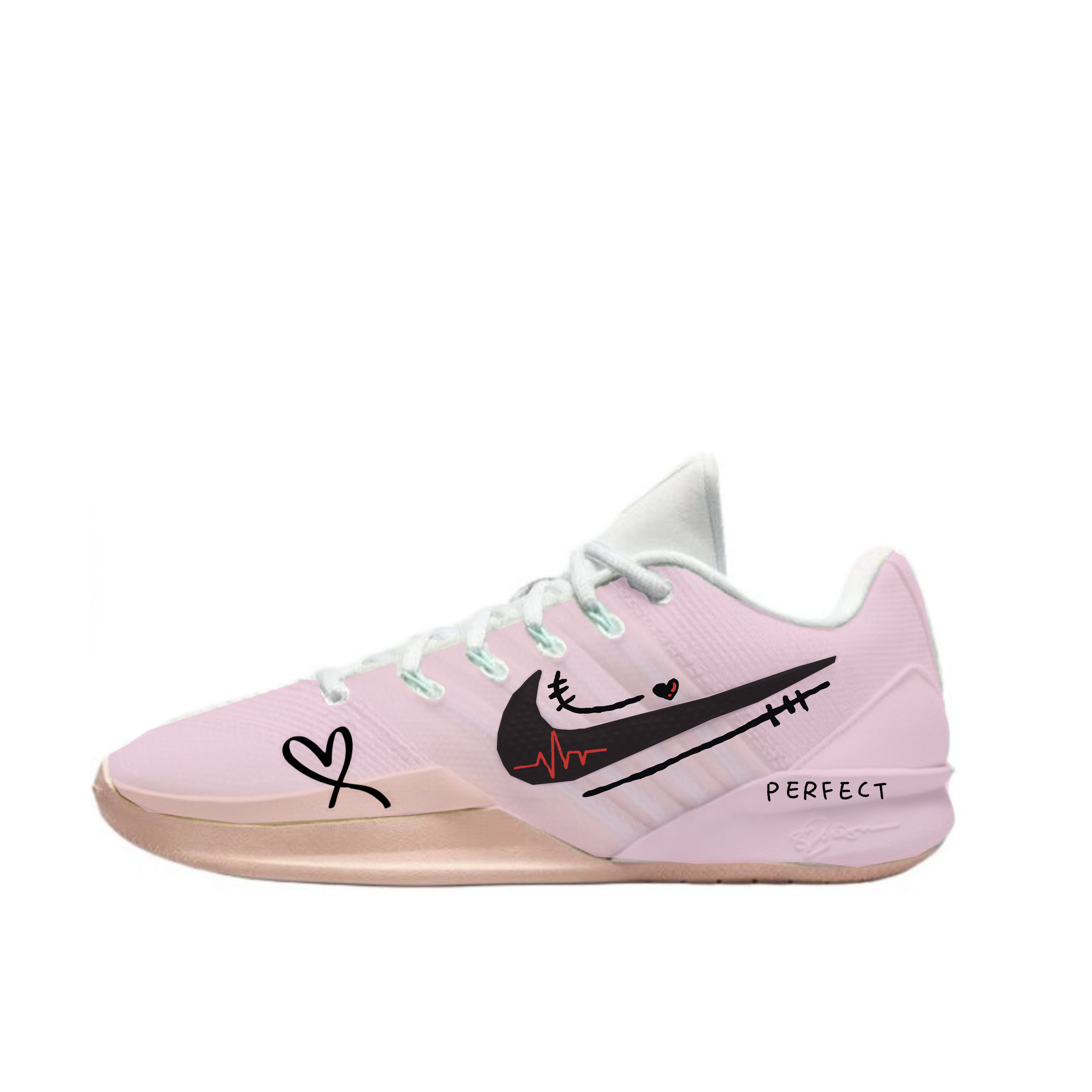 Custom Nike Sabrina 3 Pink Gradient Low-Top Basketball Shoes . HF2882-100 (Team1180- Heartbeat Moment)