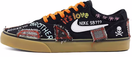 Custom Nike SB Chron Graffiti Denim Patchwork Fringe Mismatched Skate Shoes Black DM3493-002 (Team 4 - Black Patch Graffiti A) Custom Nike SB Chron Graffiti Denim Patchwork Fringe Mismatched Skate Shoes Black DM3493-002 (Team 4 - Black Patch Graffiti A)