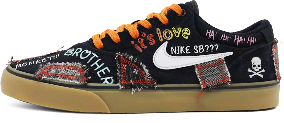 Custom Nike SB Chron Graffiti Denim Patchwork Fringe Mismatched Skate Shoes Black DM3493-002 (Team 4 - Black Patch Graffiti A) Buy Custom Nike SB Chron Graffiti Denim Patchwork Fringe Mismatched Skate Shoes Black DM3493-002 (Team 4 - Black Patch Graffiti A)