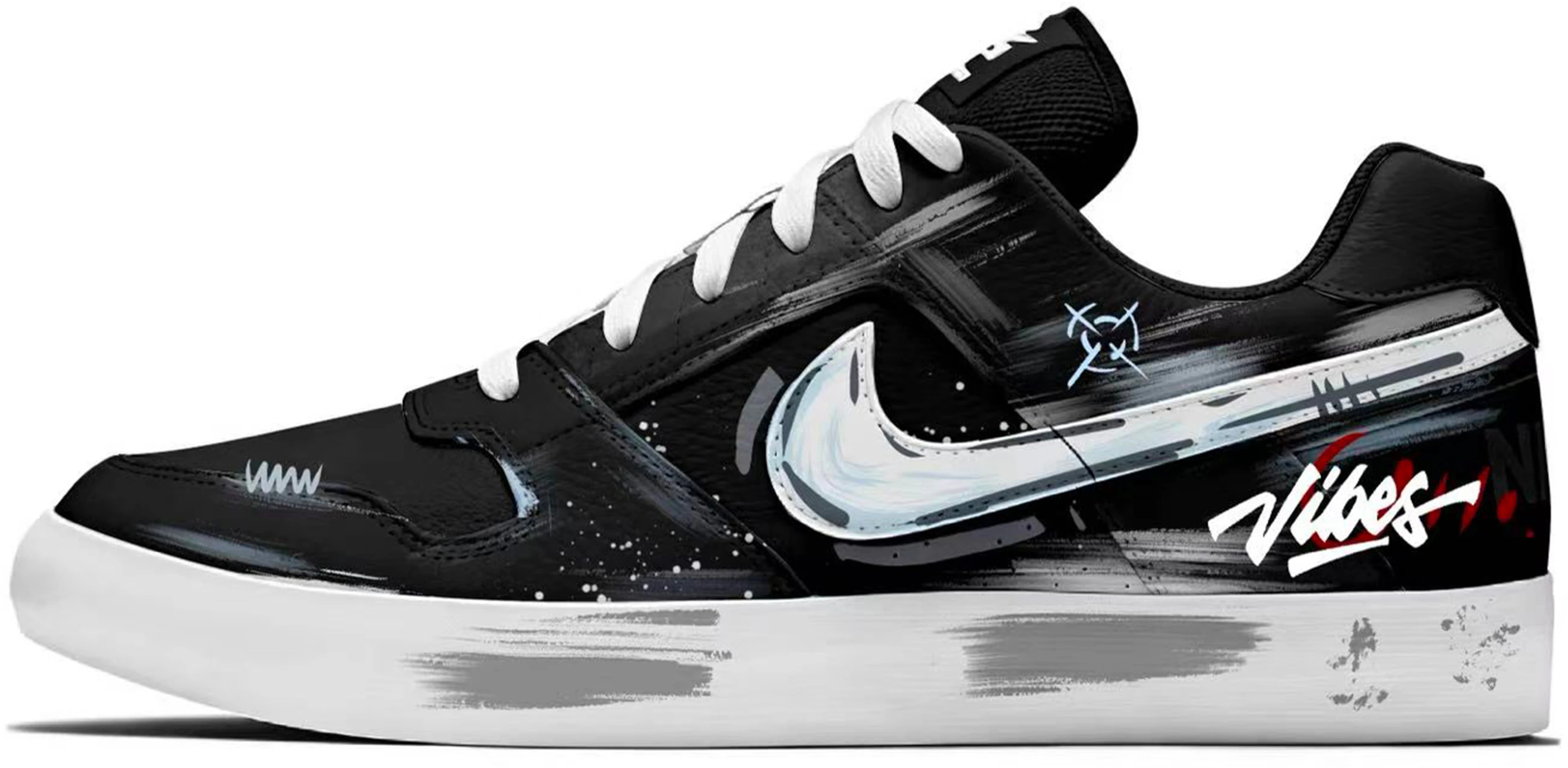custom-nike-sb-delta-graffiti-skate-shoes-black-white-grey-lightweight-durable-942237-010-team1727-dark-alley-graffiti