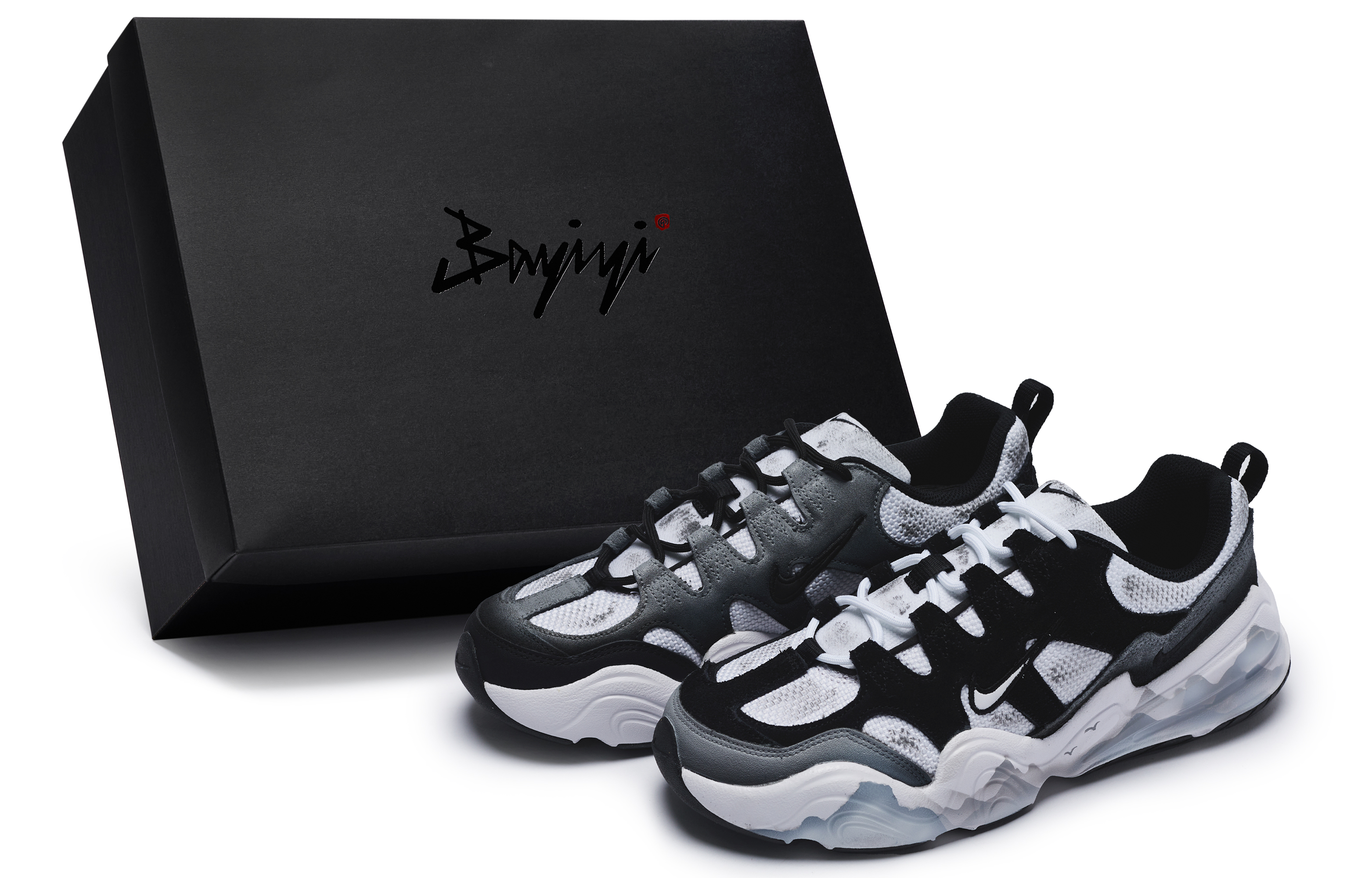 Custom Nike Tech Hera Ink Cloud Lifestyle Shoes Black/White/Grey Non-Slip Low Top FJ9532-101 (Team80 Men's Ink Cloud S-BOX T-Shirt)