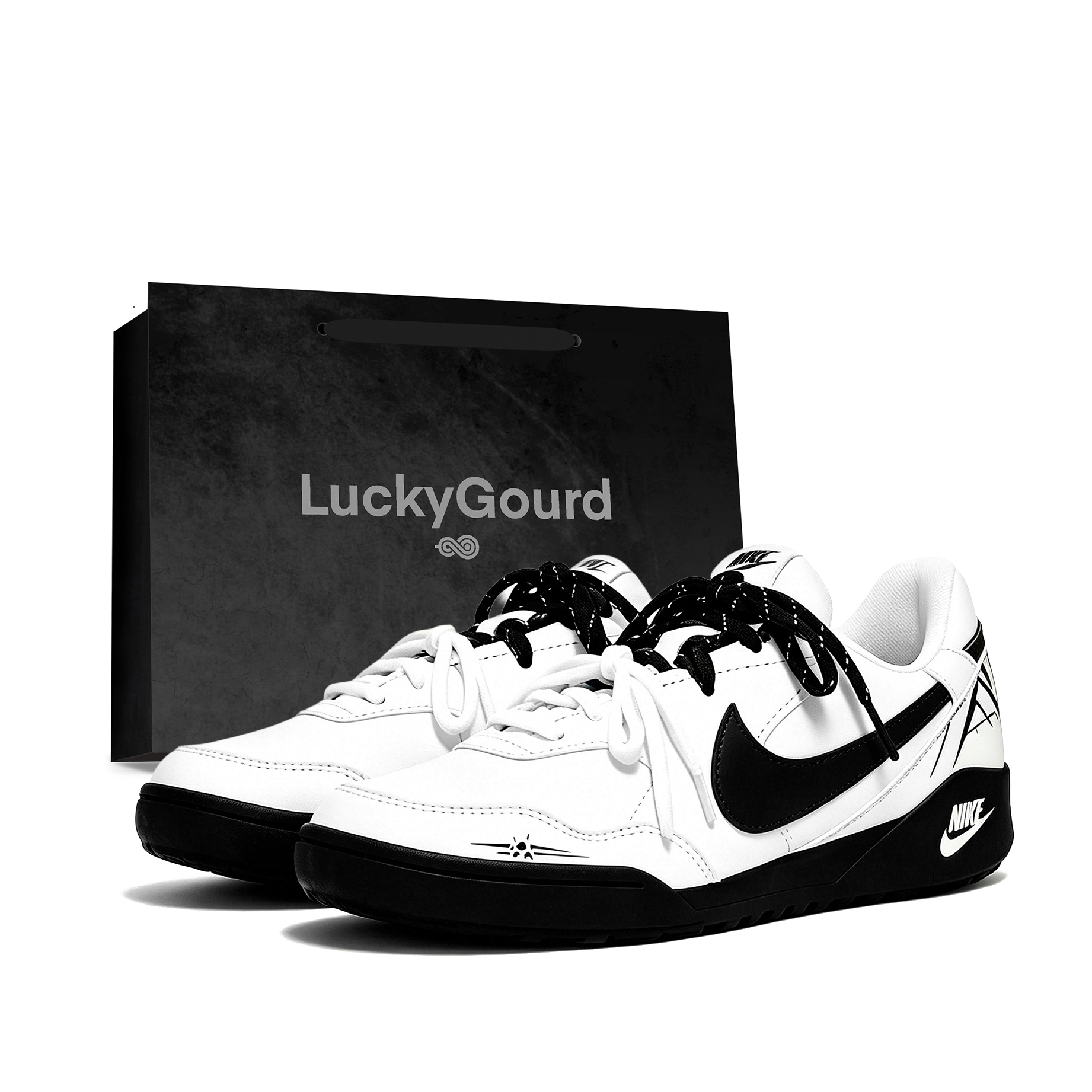 Custom Nike Terra Manta Black White Casual Sneakers Retro Stylish Durable HQ4502-100 (Team2353 - Byakuya Prologue)