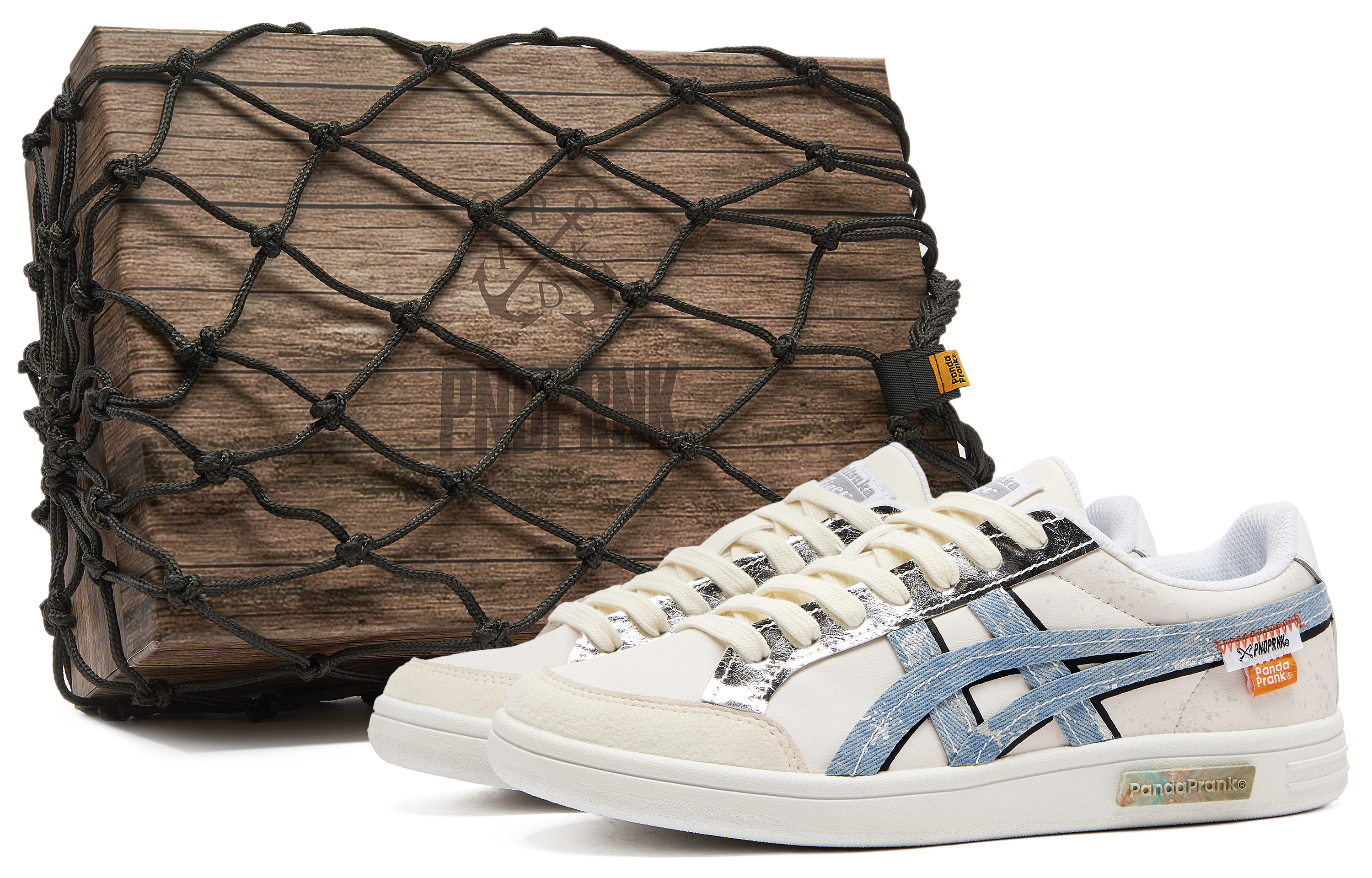 Custom Onitsuka Tiger Advanti Panda Prank Holiday White Blue Sneakers 1183A506-102 (TeamH- Holiday S-BOX)