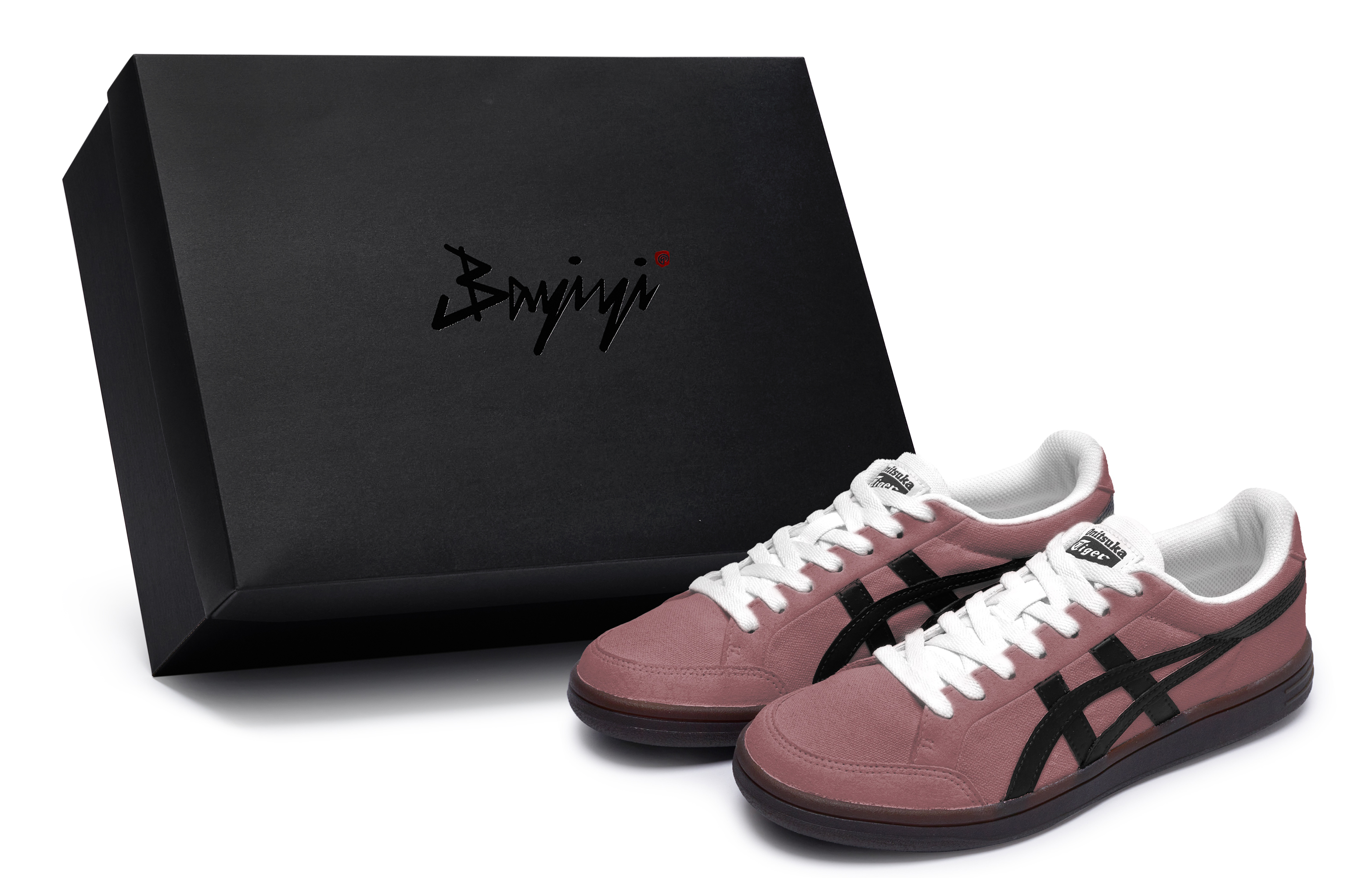 Custom Onitsuka Tiger Advanti Velvet Red Sneakers Pink/Black Limited Edition 1183B799-101 (Team80-Velvet Romance Wine Red S-BOX)