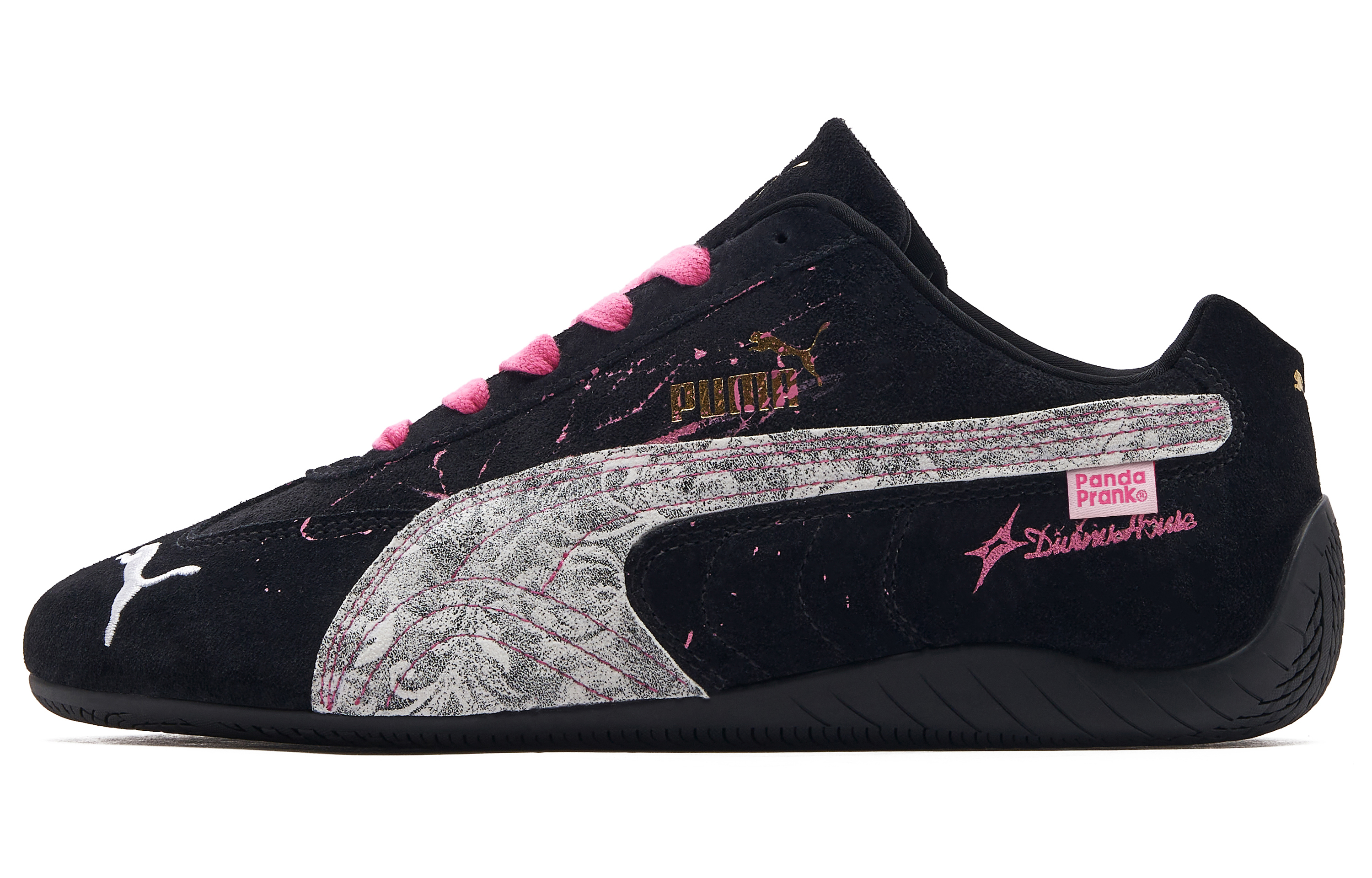 Custom Puma Speedcat OG Sneakers Panda Prank Durable Casual Shoes Black/Pink 398846-01 (TeamH- Concept S-BOX)