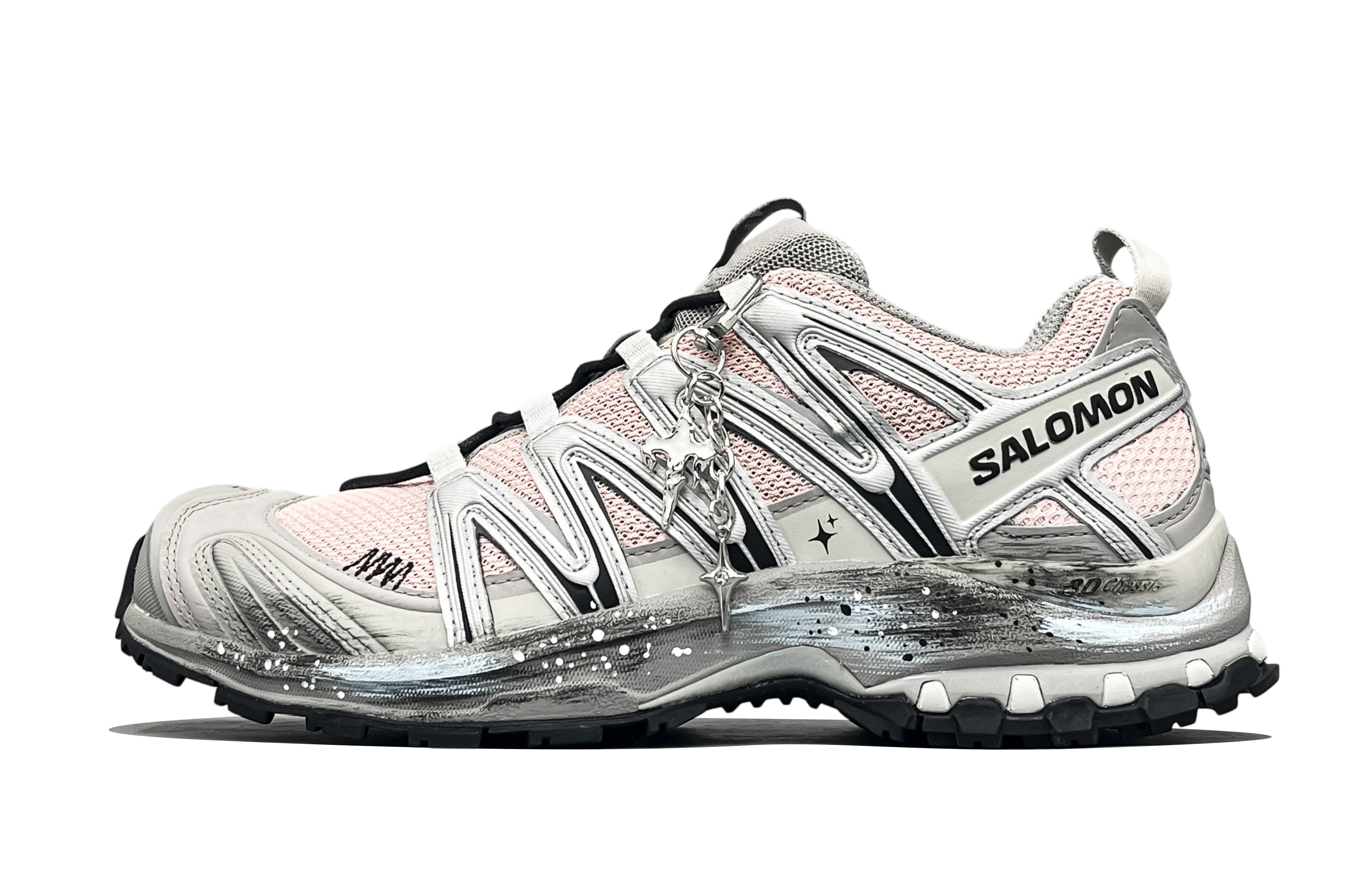 Custom Salomon XA PRO 3D Cream Gray Dopamine Summer Outdoor Running Shoes 416175 (Team317-Milk Grey Peach Heart)