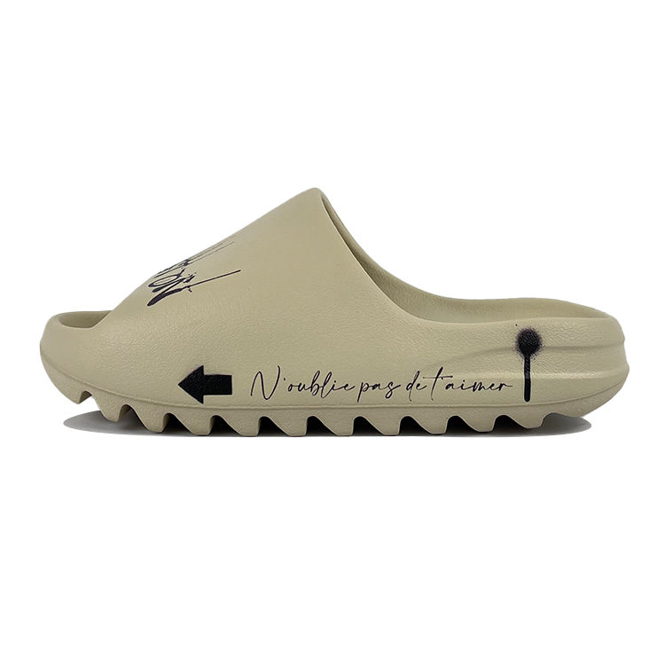 Custom Shoes: adidas Originals Yeezy Slide Sand Gray Comfortable Trendy Slides FZ5897 (Team352 - Sands of Demon)