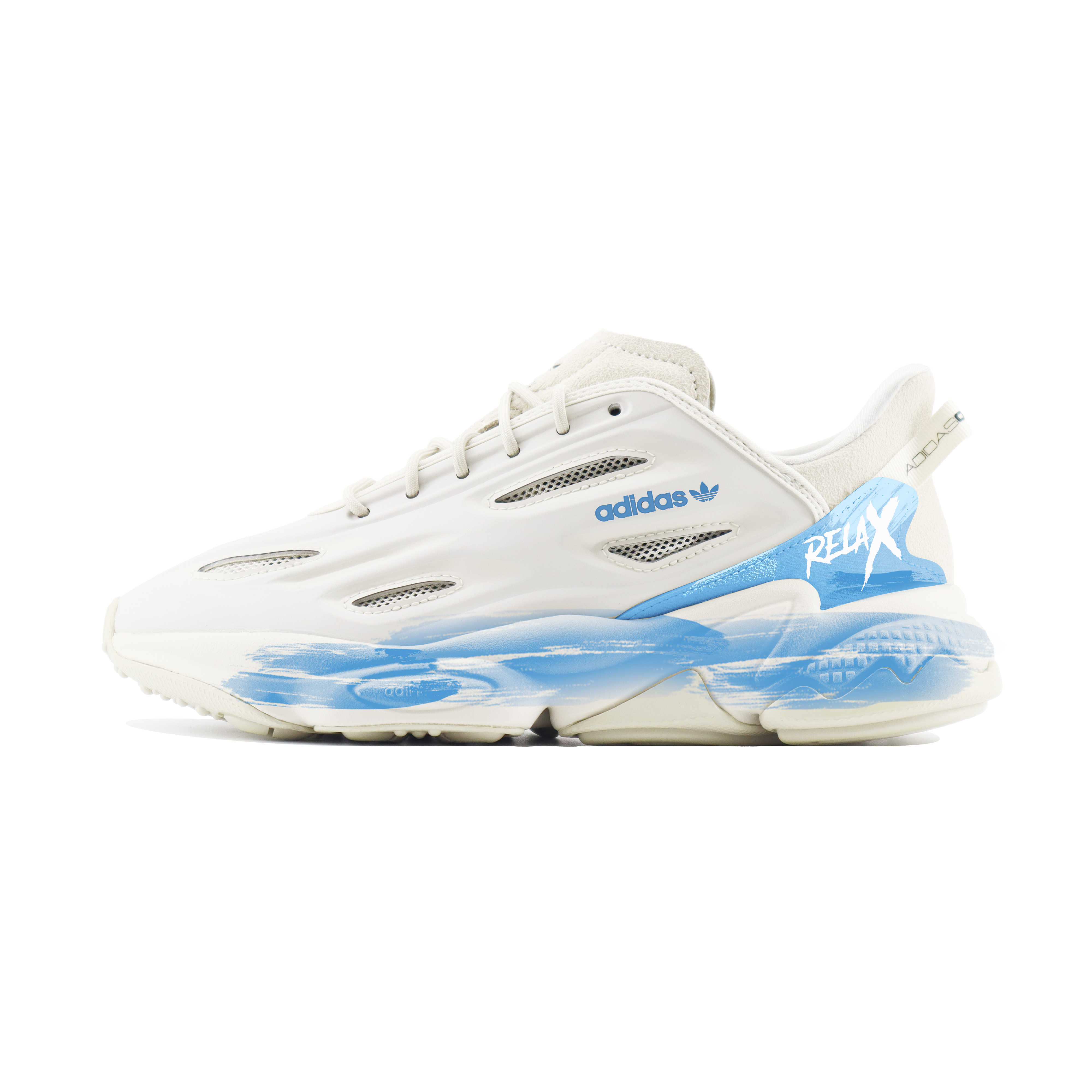 Custom Sneakers: adidas Originals Ozweego Celox Beige Blue Casual Shoes GZ5231 (Team448-Blue)