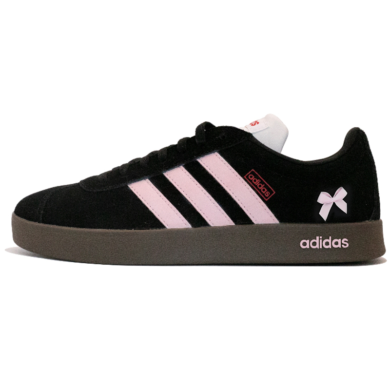 Custom Sneakers: adidas VL Court 2.0 Black Pink Casual Low-Top Anti-Slip Shoes HQ1801 (Team562 - Sweet and Cool Girl)