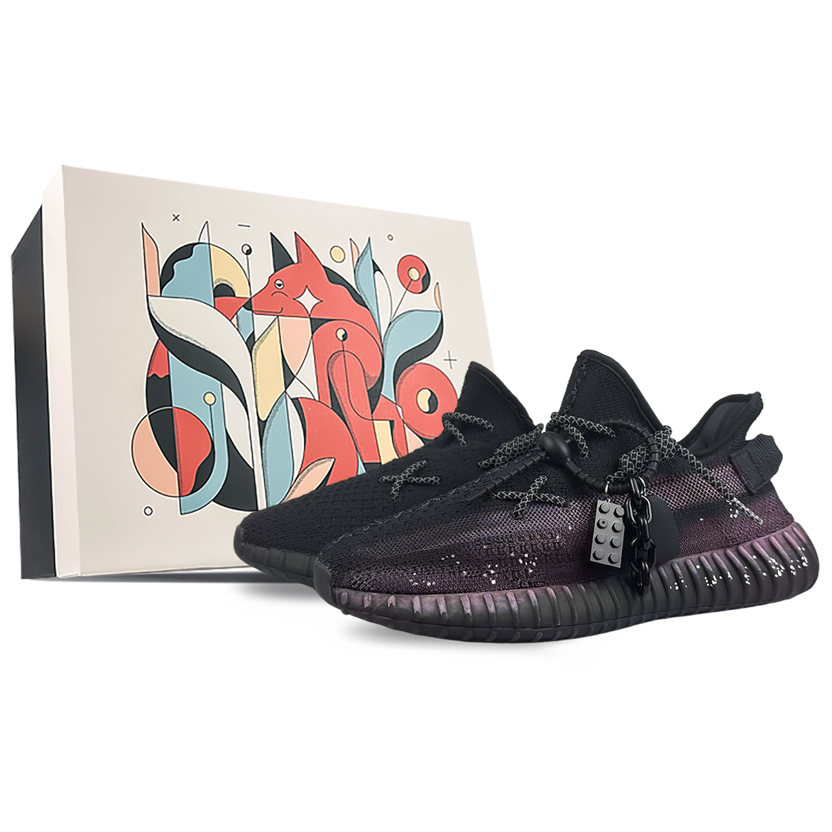 Custom Sneakers adidas Originals Yeezy Boost 350 V2 "Onyx" Black Red Casual Shoes HQ4540 (Team40 - Smog Red)