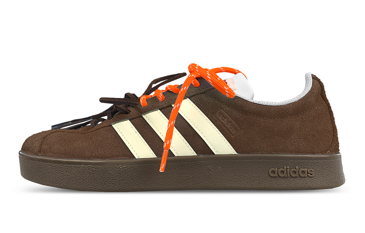 Custom Sneakers adidas VL COURT 2.0 Chestnut Cocoa Retro Low-Top Skate Shoes. HQ1802 (Team116-ad Brown Double Shoelaces Sneakers)