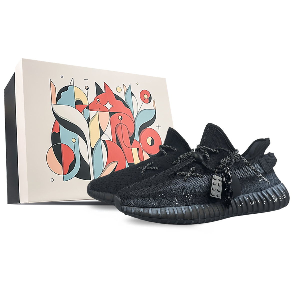 Custom Sneakers Adidas Yeezy Boost 350 V2 Onyx Black Gray Casual Shoes HQ4540 (Team40 - Haze Gray)