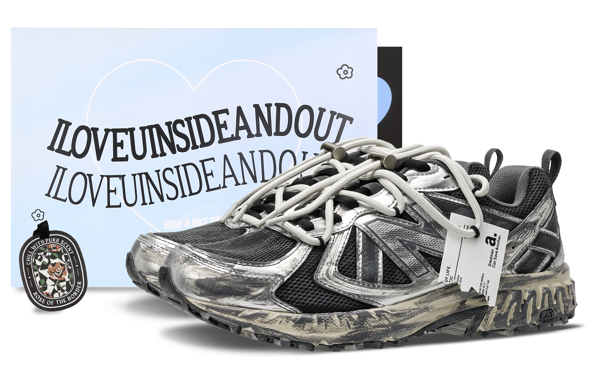 Custom Sneakers New Balance 410 Y2K Retro Silver Black Grey Low-Top Running Shoes MT410KR5 (Team62 - Cement Killer)