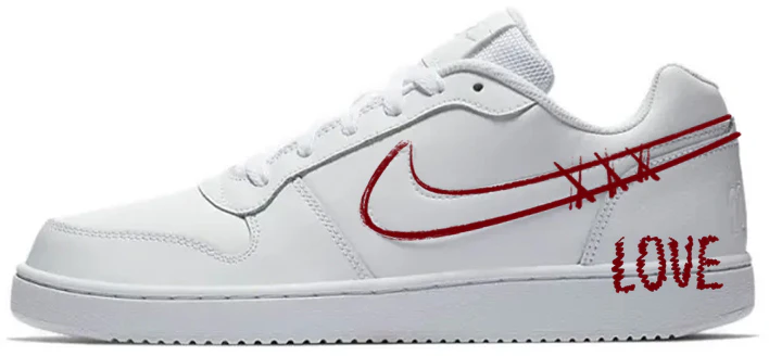 custom-sneakers-nike-ebernon-low-heart-arrow-patch-white-red-casual-shoes-aq-1775-100-team10-piercing-arrow