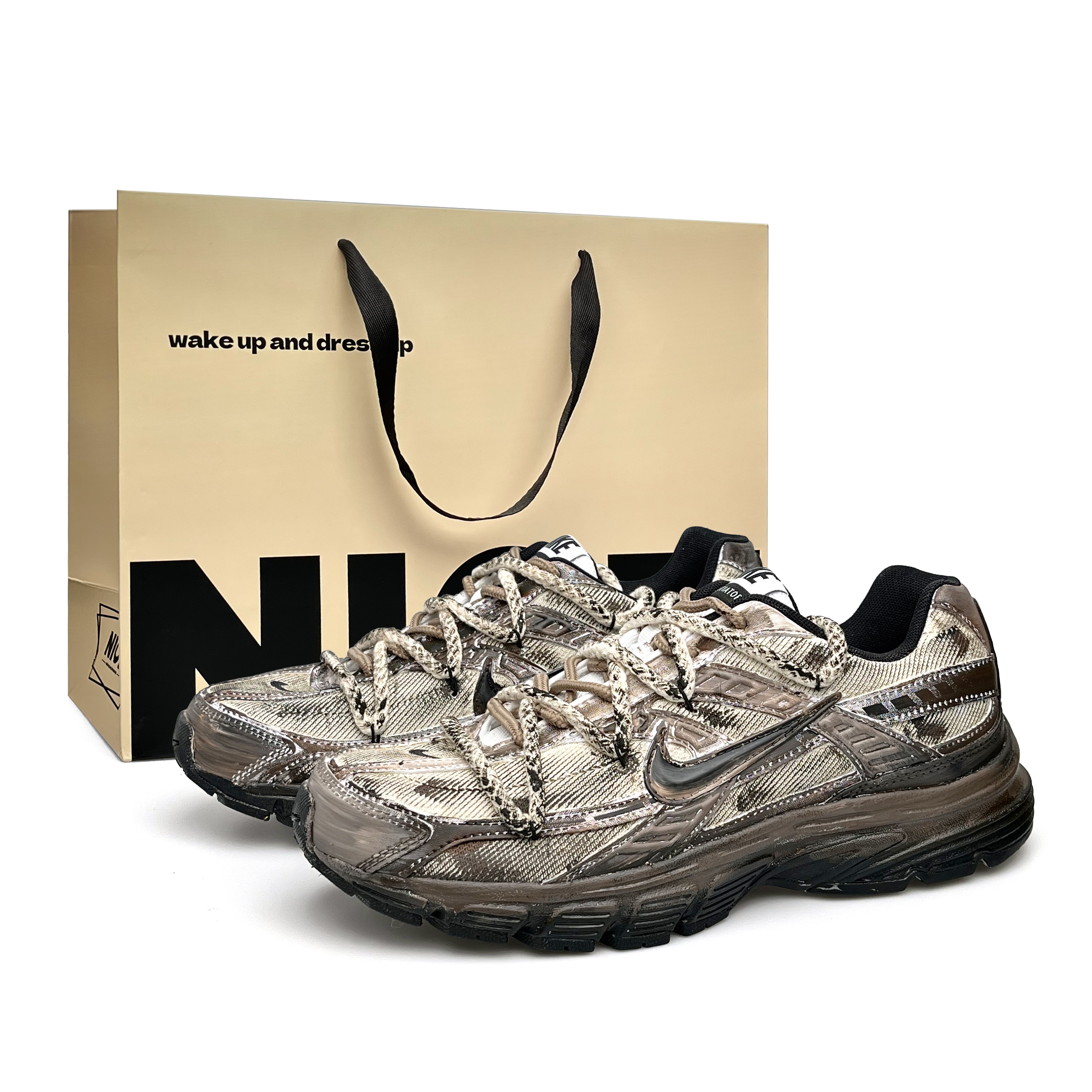 Custom Sneakers Nike Initiator Mocha Time Machine Casual Running Shoes Black/Brown 394055-100 (Team920 - Mocha Time Machine BOX)