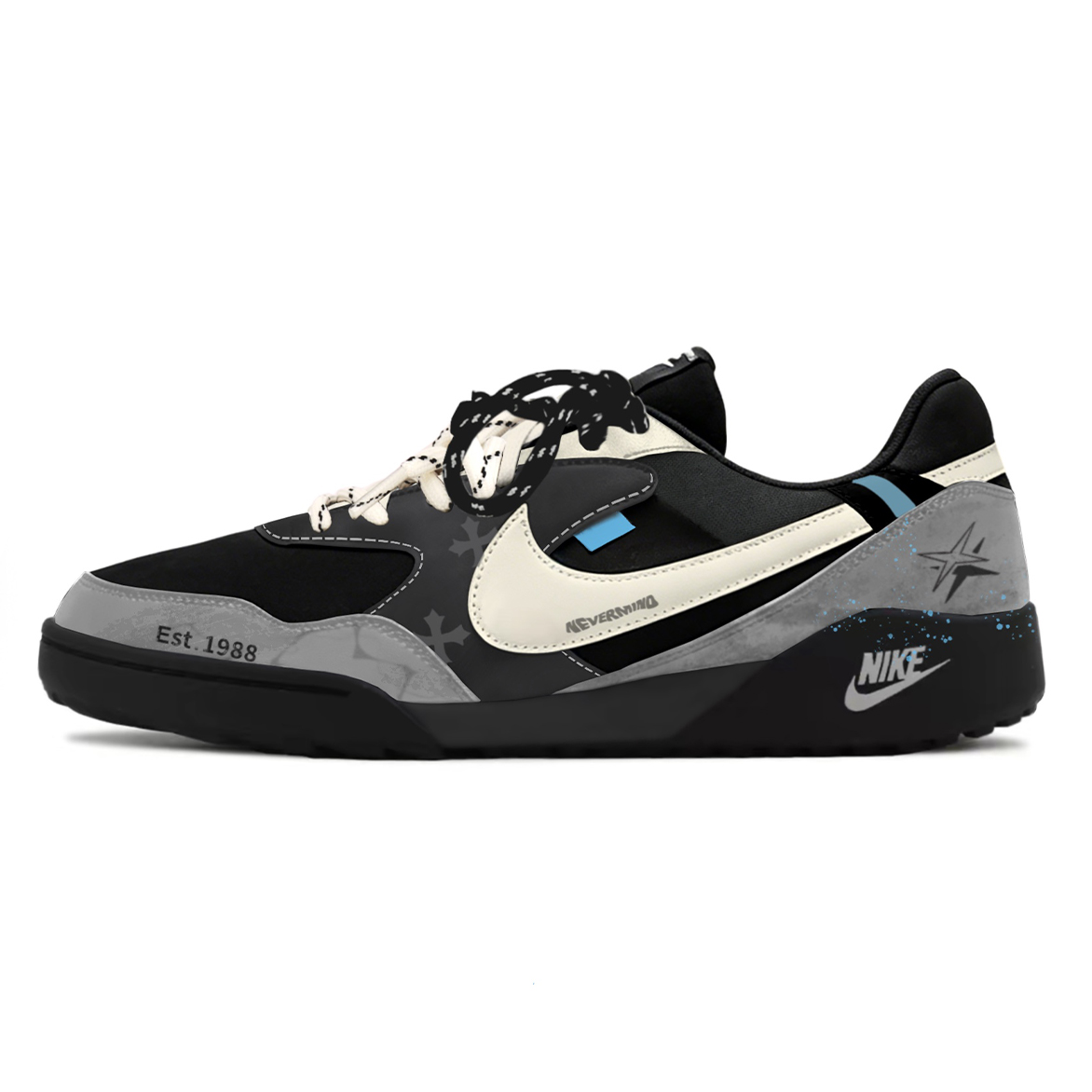 Custom Sneakers Nike Terra Manta Black Low-Top Casual Shoes Simple & Trendy HQ4502-001 (Team177 - Grey Contract)