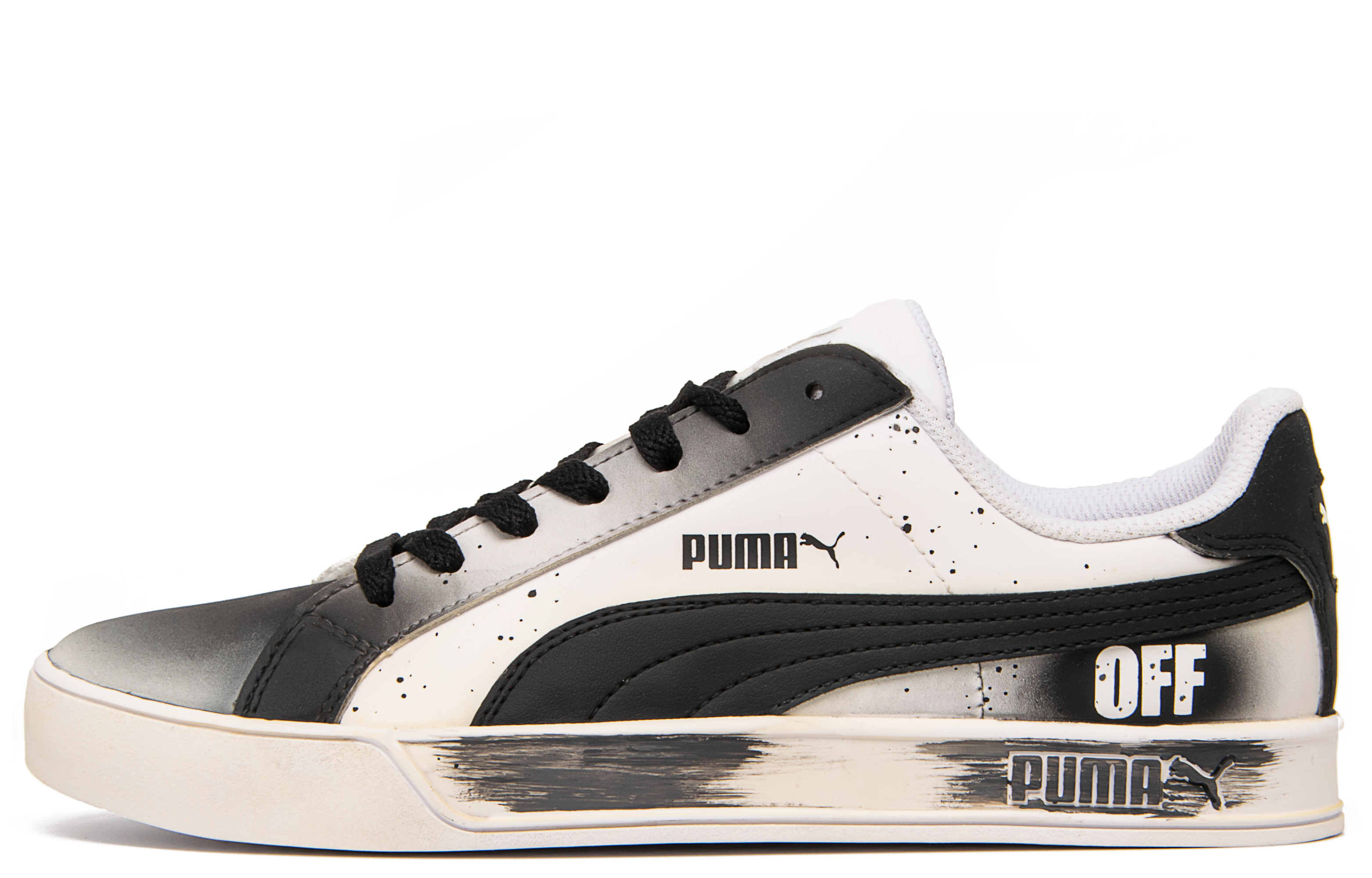 Custom Sneakers Puma Smash Vulc Koala Outdoor Retro Casual Low-Top Black/White 359622-05 (Team94 - Unknown Fable)