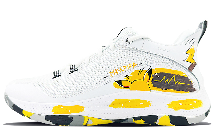 Custom Under Armour Curry 1 Pikachu Basketball Shoes Yellow/White (). 3023087-105 (Team40 - Men's Pikachu Yellow and White)