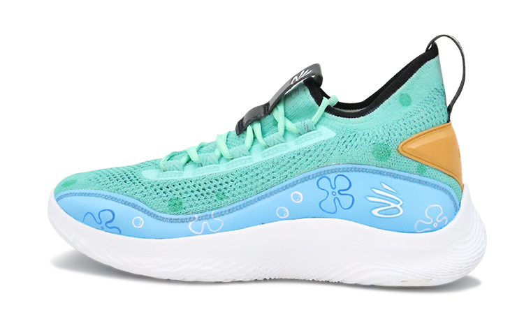 Custom Under Armour Curry 8 Octopus Green Basketball Shoes. 3024785-111 (Team91 SpongeBob Series A016)