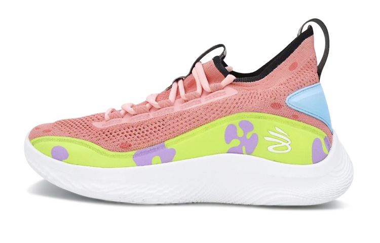 Custom Under Armour Curry 8 Pink Yellow Low-Top Basketball Shoes 3024785-111 (Team91 - SpongeBob Series A018)