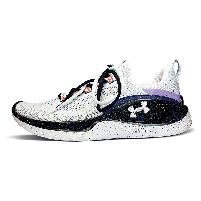 Custom Under Armour Flow Dynamic Galaxy Walker Low Sneakers Black White Men Training 3026106-101 (Team442 - Galactic Stroller)