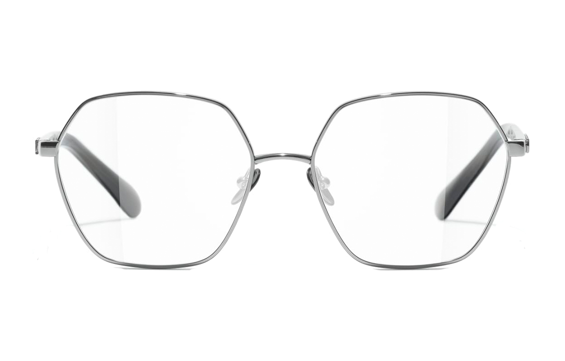 Customizable CHANEL Metal Geometric Optical Glasses Unisex Silver Black Frame. CH2204-C108 圖 3
