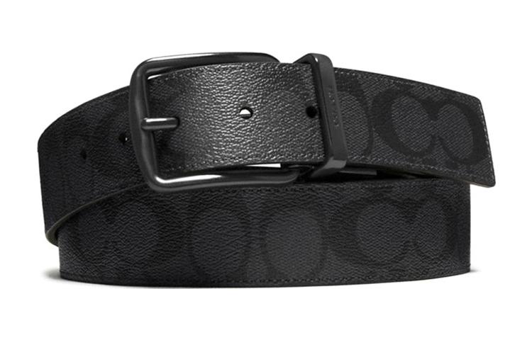 Order カスタマイズ可能 COACH ブラックレザー/PVCベルト 幅3.8cm 名入れ対応 F64839-BKBK