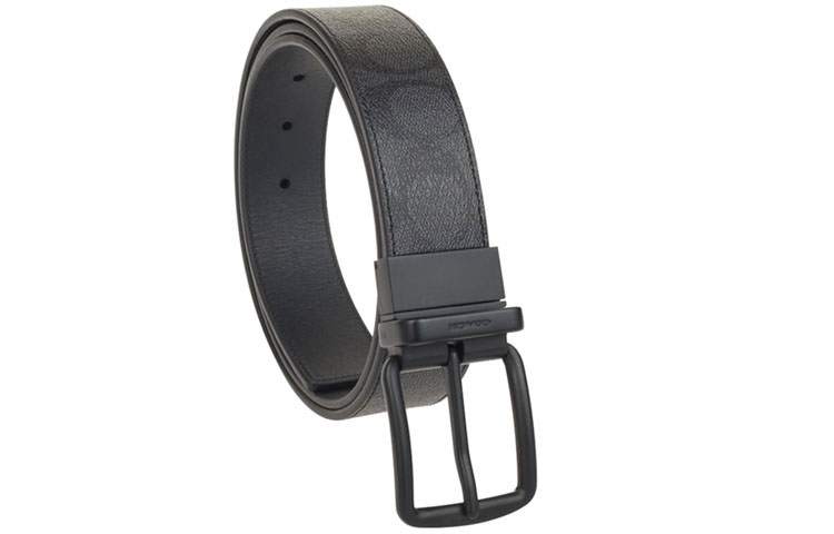 Shop カスタマイズ可能 COACH ブラックレザー/PVCベルト 幅3.8cm 名入れ対応 F64839-BKBK