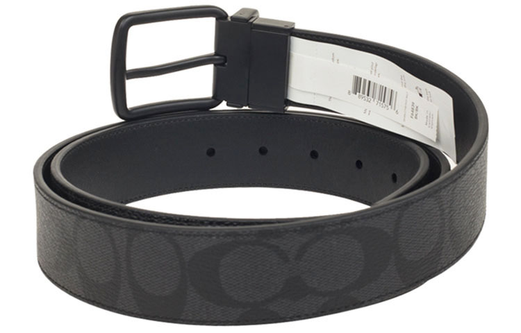Purchase カスタマイズ可能 COACH ブラックレザー/PVCベルト 幅3.8cm 名入れ対応 F64839-BKBK