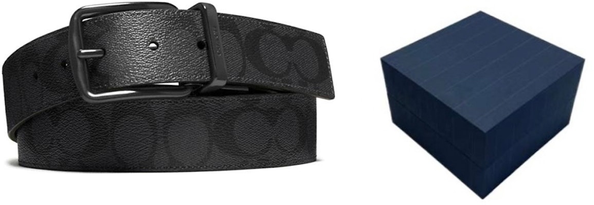 カスタマイズ可能 COACH ブラックレザー/PVCベルト 幅3.8cm 名入れ対応 F64839-BKBK 1