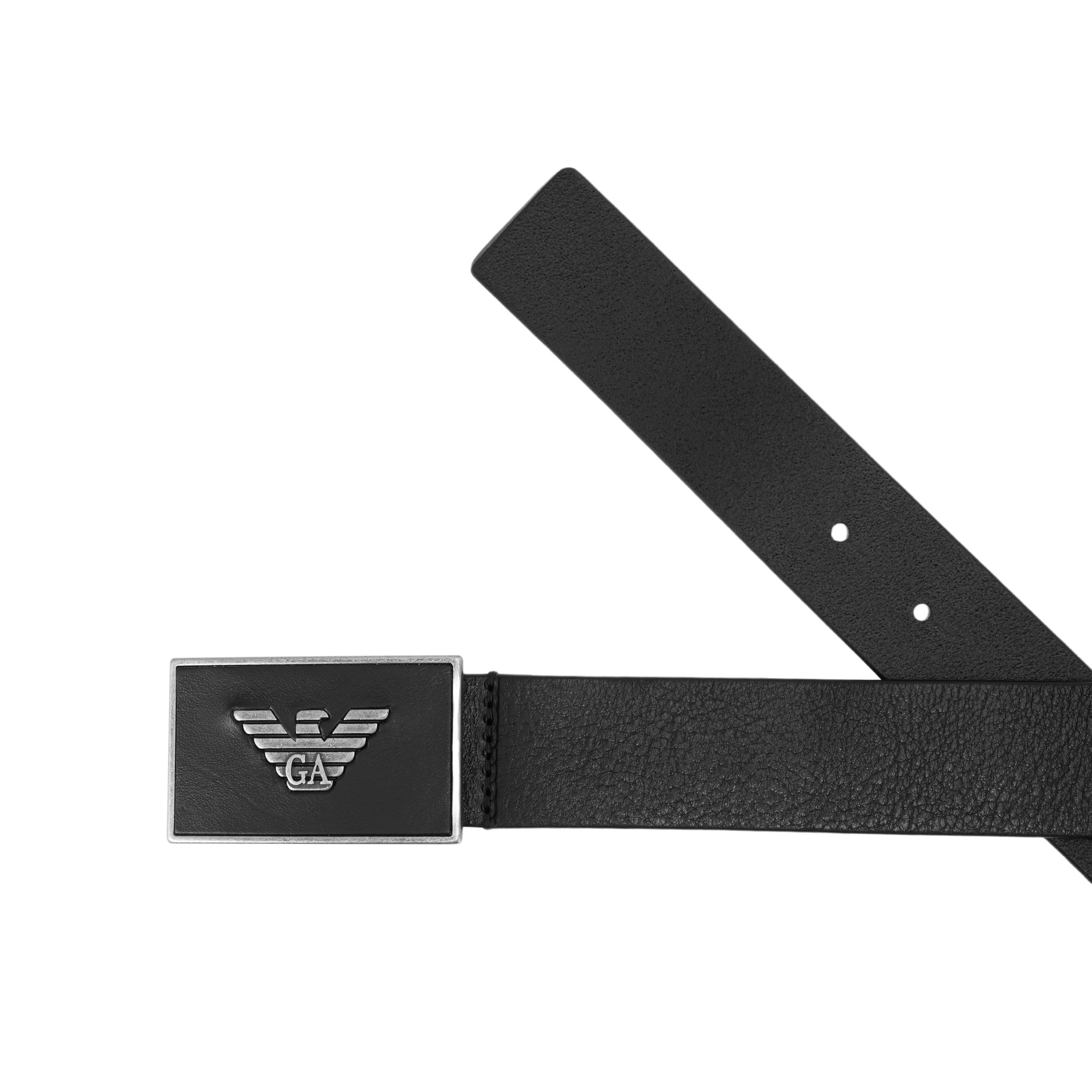 Purchase 可定制EMPORIO ARMANI黑色皮带，光滑Logo扣3.5cm Y4S196-YDC0G-80001