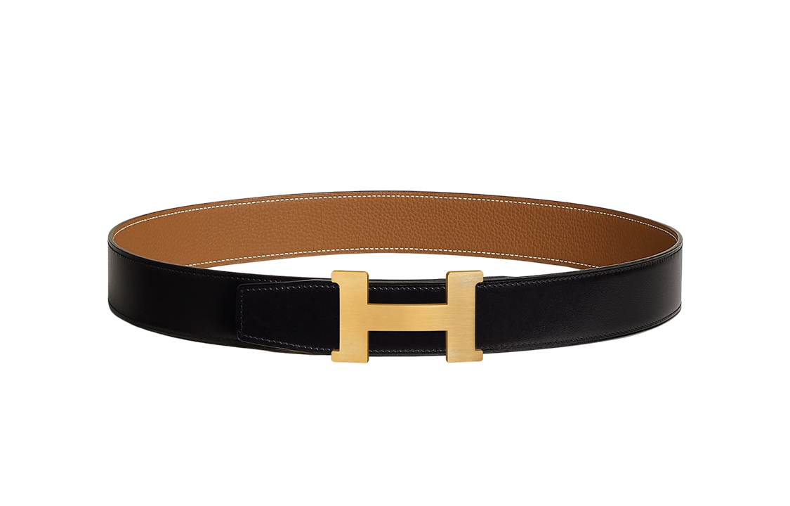 Customizable Engraving: HERMES H Buckle Gold Togo Leather Belt Black/Gold H074562CUZ3-H077971CAAA